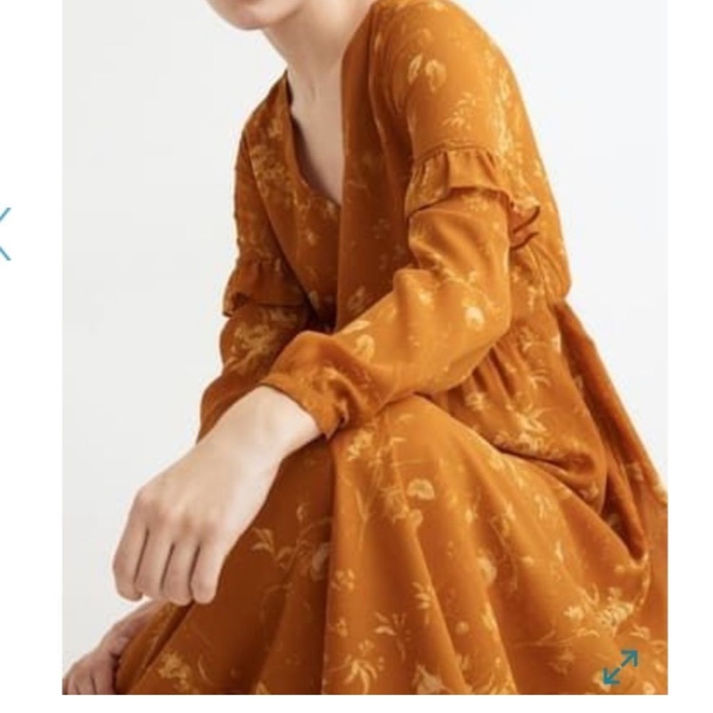 Madewell Mustard Floral Maxi Women’s Size 6 Dress Cottage Core Milk Maid Breezy - Picture 2 of 15